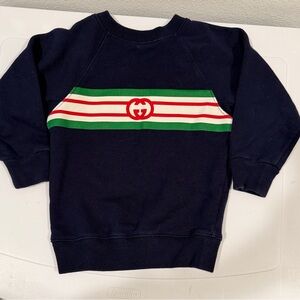Gucci Kids Navy Sweater with Red and Green Accents
